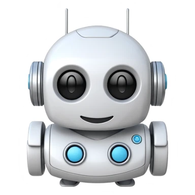 robot cartoon simple kid toy white innocent funny gudget chatGPT friendly smiley round adorable musical sticker