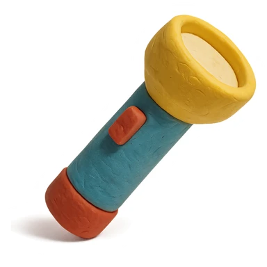 realistic flashlight icon in claymation style sticker