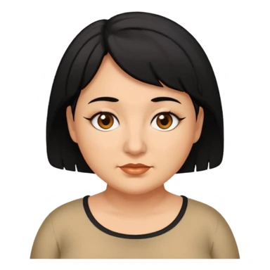 woman 60, brown eyes, very short weavy black hair, chubby sticker