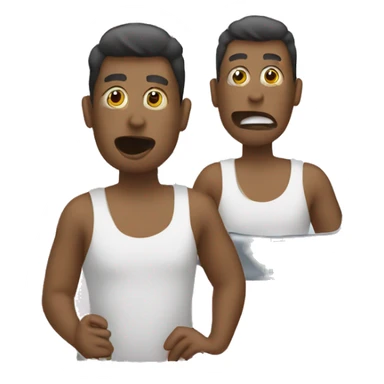 A person is talking to a mirror sticker