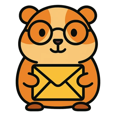studious guinea pig with glasses holding an envelope, cute outlined colorful style sticker