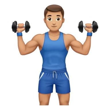 fit man with blue shorts holding kettlebell sticker