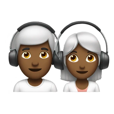2 people with headphones  sticker