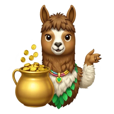 llama pot of gold sticker