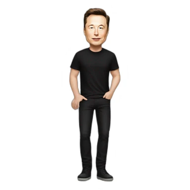 Elon musk in black tee and black jeans sticker