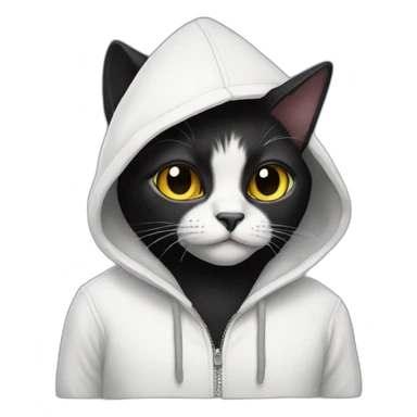 black cat in white hoodie sticker