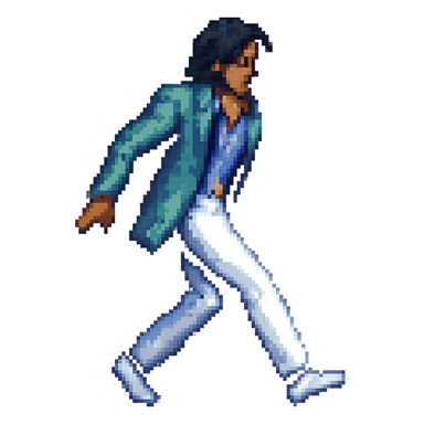 Michael Jackson moonwalking, pixel art style, blue jacket sticker