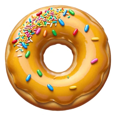 hyper realistic high-resolution donut emoji with a visible bite taken out, featuring a gold medal and sparkles to show reward, colorful, expressive, modern minimal style sticker