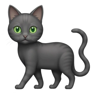 full body solid dark grey cat with green eyes, white paws and white whiskers walking sticker