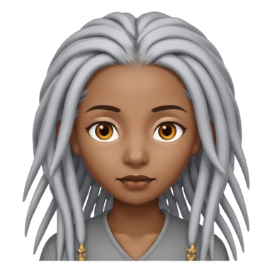 black woman with grey eyes with long silver dreadlocs sticker