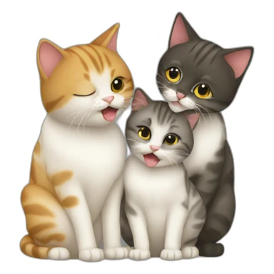 4 cats kissing sticker