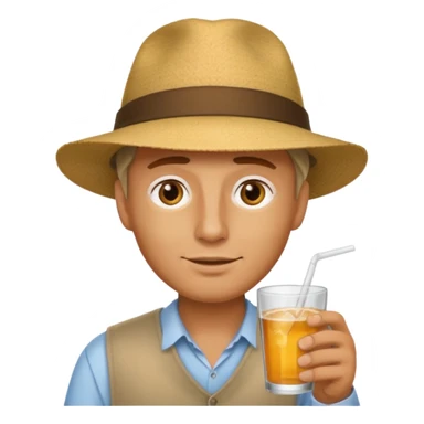 guy with hat and drink, no glasses sticker