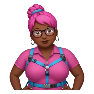 climber fat woman with dark pink bun hair and glassess sticker