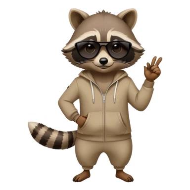 friendly anthropomorphised raccoon in a Sopranos-style mafia tracksuit, wearing dark sunglasses, confident pose sticker