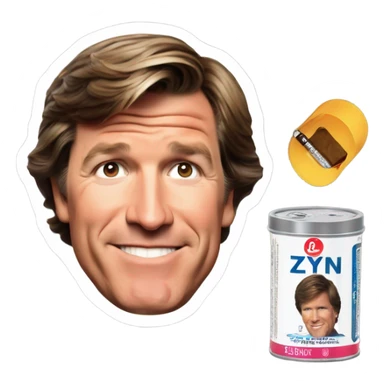 tucker carlson with zyn nicotine pouch tin sticker