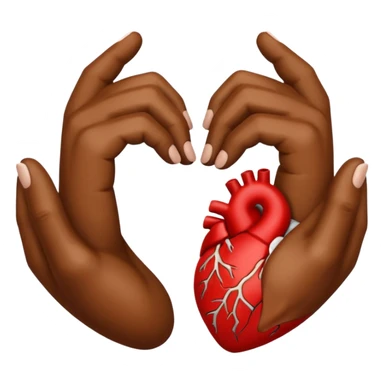 Je veux l'emoji main en cœur 🫶🏾 avec une main marron et une main blanche, deux mains qui forment un coeur sticker