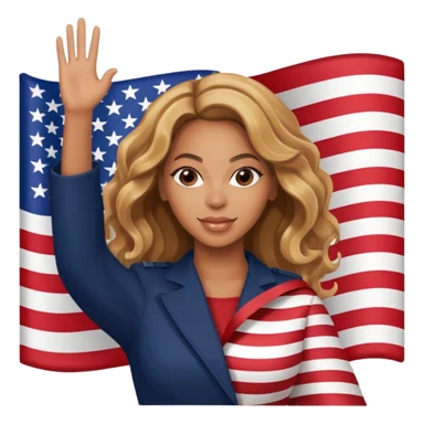 Beyonce with holding  american flag sticker
