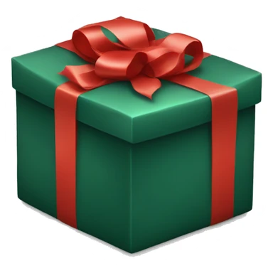 dark green gift box with red ribbon sticker