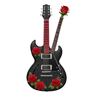 black and maroon guitar with roses sticker
