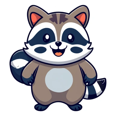 raccoon laughing hard and waving sticker