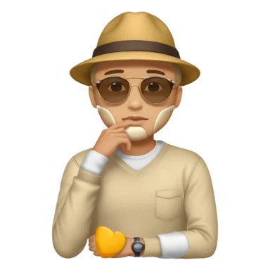 light skin man pensative, con la mano en el menton full body sticker