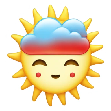 Sun with cloud and red heart  sticker