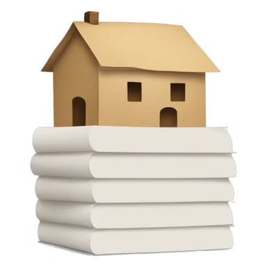 a stack of paper with a visible home symbol on it sticker