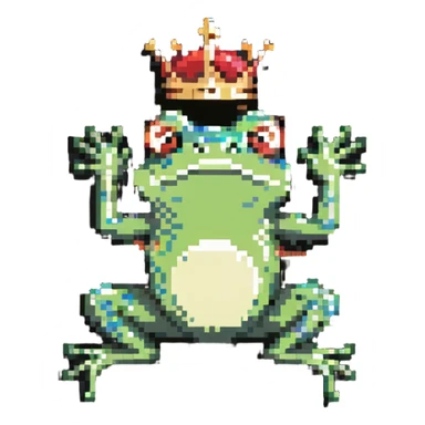crowned frog jumping sticker