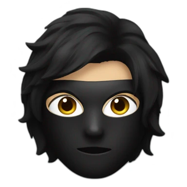 a boy with a black hair wearing a black mask sticker