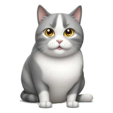 Grey and white fat cat sticker