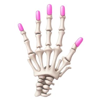 skeleton hand with long pink nails sticker