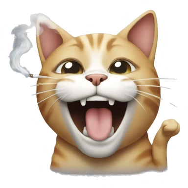 cat smoking and laughing  sticker