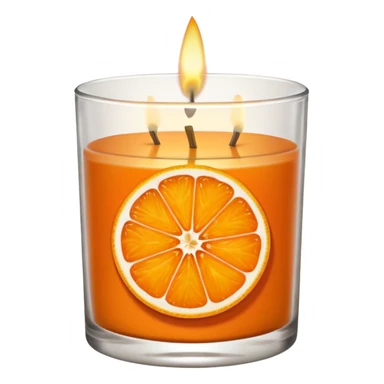 Citrus candle – orange wax in clear glass with slice of orange label sticker