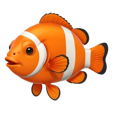 Full body of a clownfish, apple emoji style sticker