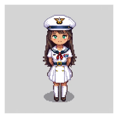 US Navy sailor in dress whites uniform with sailor hat sticker