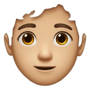 Boy with brown hair and birthmark on a right cheek sticker