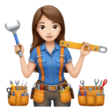 beautiful girl with long brown hair constructing new lounge room area sticker