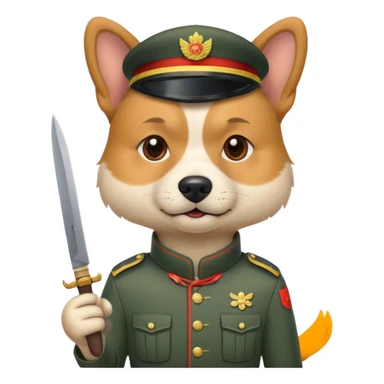 dog chinese soldider with small knife sticker