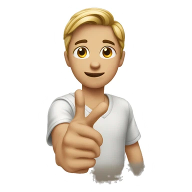 Boy pointing her finger down sticker