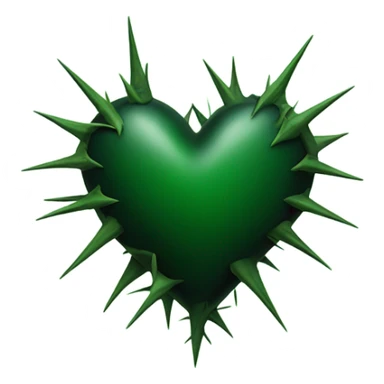 Black heart with green thorns wrapped around it sticker