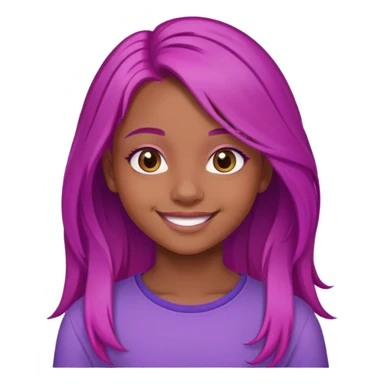 Con gái, 15 tuổi, cười mỉm, da nâu, tóc tím hồng sáng dài ngang lưng sticker