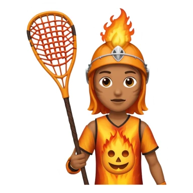 person made of fire holding a lacrosse stick to indicate that the lacrosse athlete is “on fire” sticker