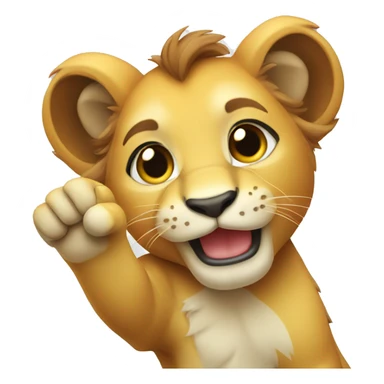 cute lion cub waving sticker