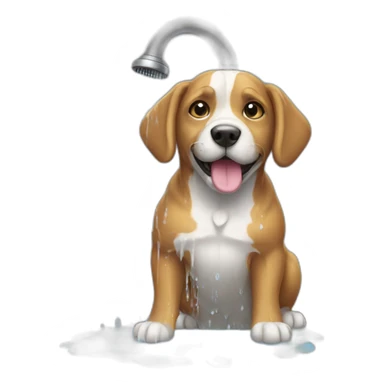 dog having a shower sticker