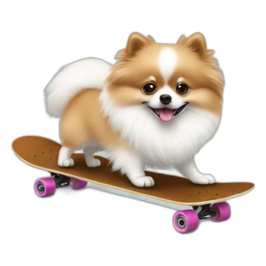 white brown pomeranian on a skateboard sticker