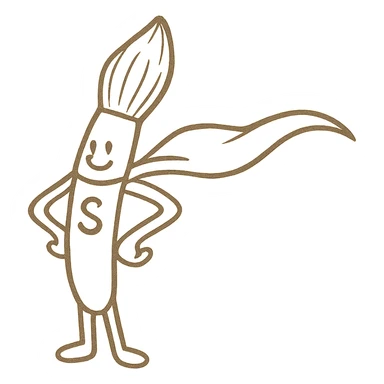create a version of this character but as a paintbrush instead of a hotdog sticker