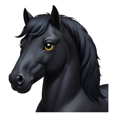 Cinematic Comical Black Horse Portrait Emoji, Head tilted dramatically with an exaggeratedly amused expression, featuring a striking jet-black fur with a glossy finish and wide, expressive dark eyes filled with playful disbelief, Simplified yet hilariously expressive features, highly detailed, glowing with a slightly sassy glow, high shine, dramatic yet playful, stylized with an air of cheeky mischief, bright and endearing, soft glowing outline, capturing the essence of a spirited and over-the-top horse, so meme-worthy it feels like it could side-eye its way into internet fame instantly! sticker