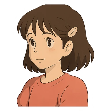 hairclip, ghibli style, gentle shading sticker