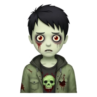 boy zombie with black hair emo sticker