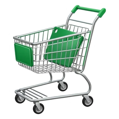 create empty shopping trolley emoji with green tone color sticker